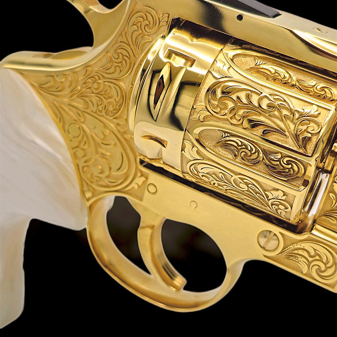 Colt Anaconda .44 Magnum | 24K Gold Plated & Scroll Engraved – Top
