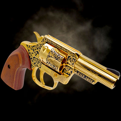 Custom Colt Viper 3-inch .357 Magnum revolver, fully plated in 24K gold with Colt Heritage Scroll Engraving.