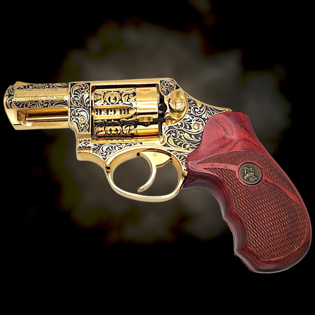 Ruger SP101 Hammerless .357 Mag | 24K Gold Plated & Engraved – Top