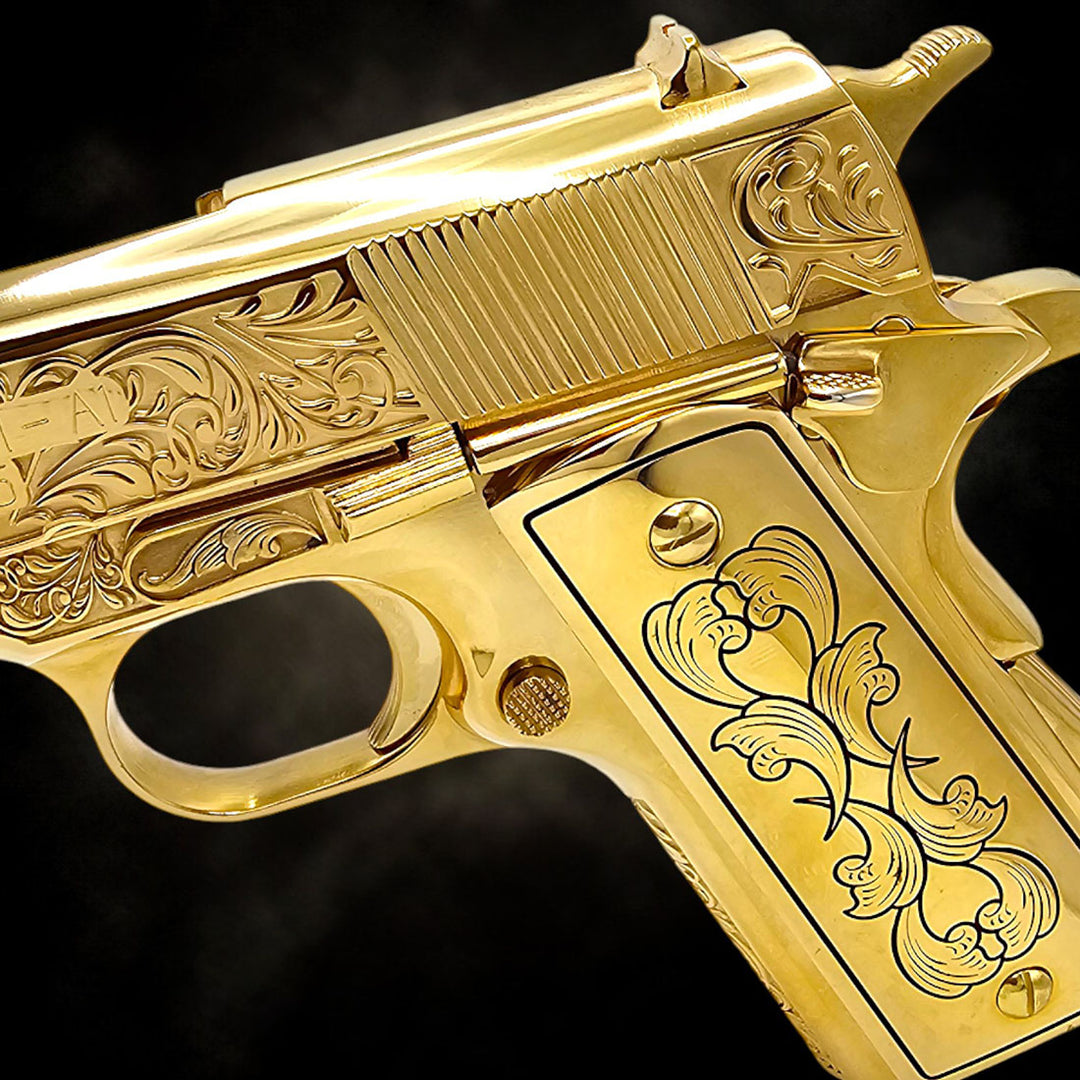 ONLY ONE: Springfield 1911 .45 ACP - All 24K Gold & Engraved – Top